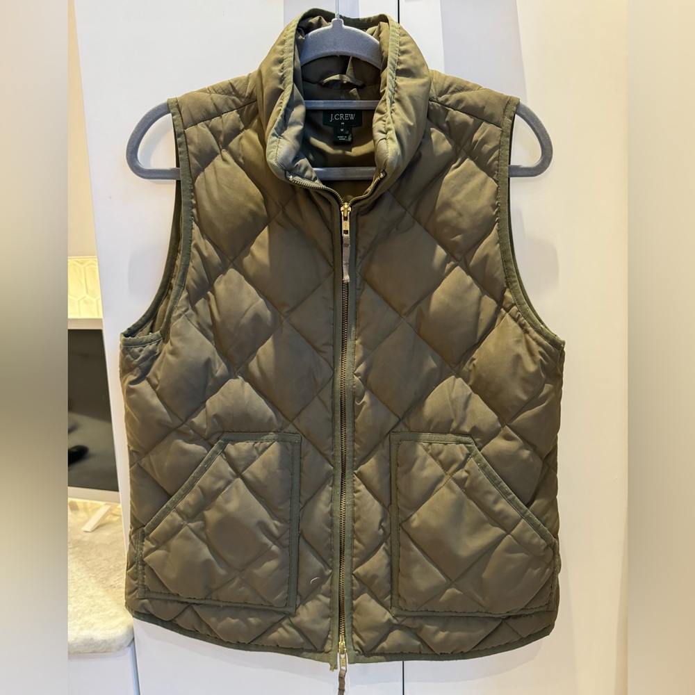J. Crew Quilted Vest | Olive Green | Size M